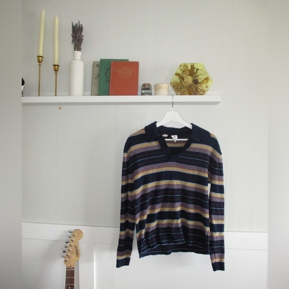 Sweaters - Striped V-Neck Sweater